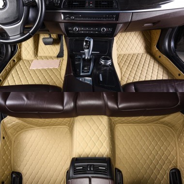 Beige Luxury Leather Diamond Car Mats for Sale
