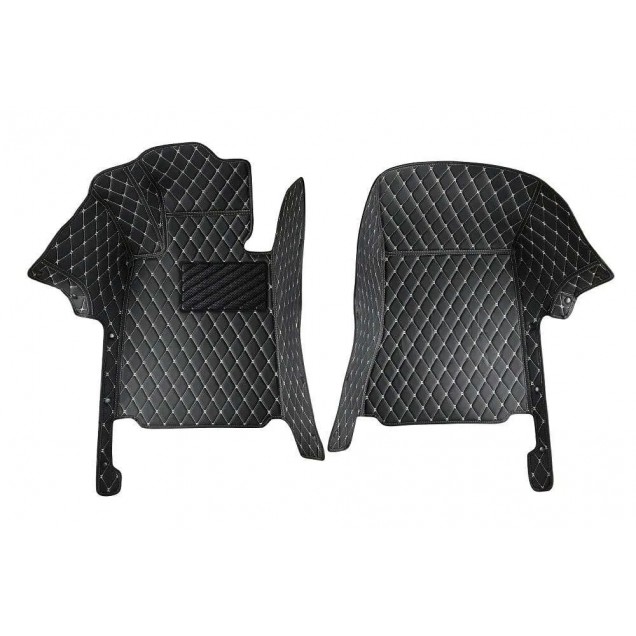 Black and Beige Stitching Luxury Leather Diamond Car Floor Mats for Sale Black and Beige Stitching Luxury Leather Diamond Car Floor Mats for Sale