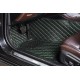Black and Green Stitching Luxury Leather Diamond Car Floor Mats for Sale