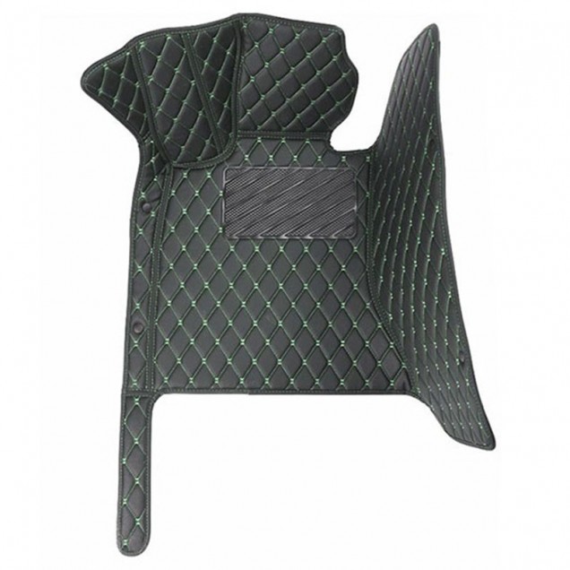 Black and Green Stitching Luxury Leather Diamond Car Floor Mats for Sale