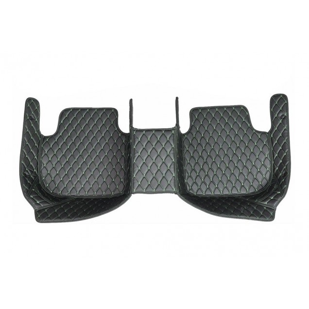 Black and Green Stitching Luxury Leather Diamond Car Floor Mats for Sale