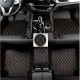 Black and Orange Stitching Luxury Leather Diamond Car Floor Mats for Sale