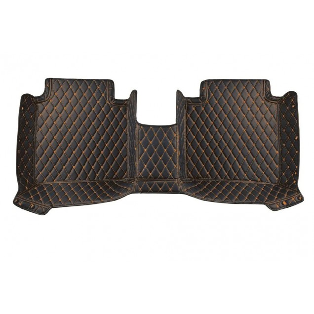 Black and Orange Stitching Luxury Leather Diamond Car Floor Mats for Sale