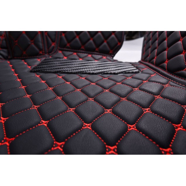 Black and Red Stitching Luxury Leather Diamond Car Floor Mats for Sale Black and Red Stitching Luxury Leather Diamond Car Floor Mats for Sale