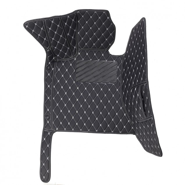 Black and White Stitching Luxury Leather Diamond Car Mats for Sale Black and White Stitching Luxury Leather Diamond Car Mats for Sale
