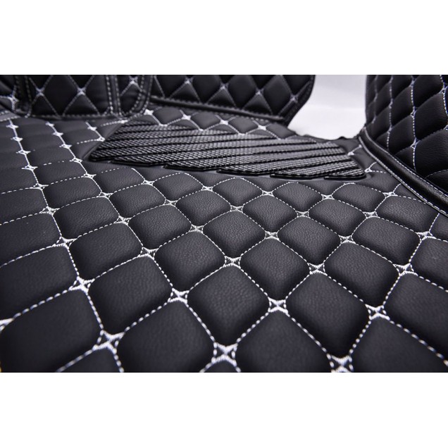 Black and White Stitching Luxury Leather Diamond Car Floor Mats for Sale