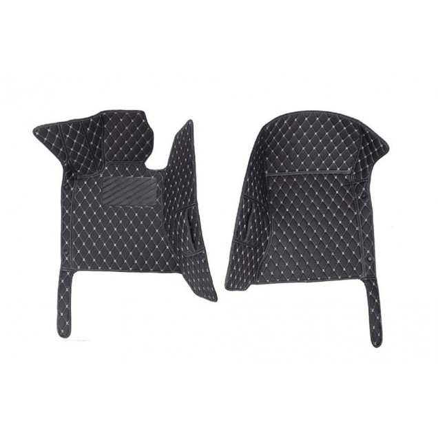 Black and White Stitching Luxury Leather Diamond Car Floor Mats for Sale