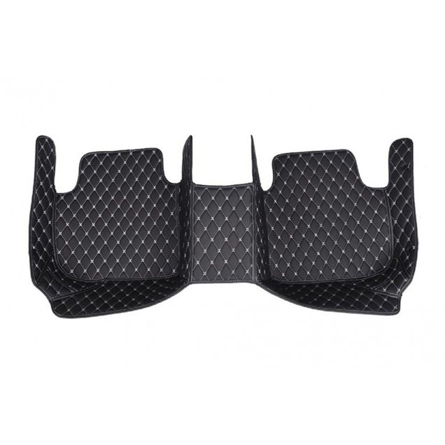 Black and White Stitching Luxury Leather Diamond Car Floor Mats for Sale