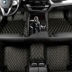 Black and Yellow Stitching Luxury Leather Diamond Car Floor Mats for Sale