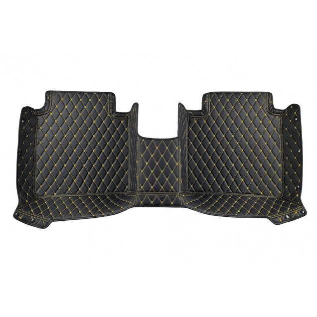 Black and Yellow Stitching Luxury Leather Diamond Car Floor Mats for Sale