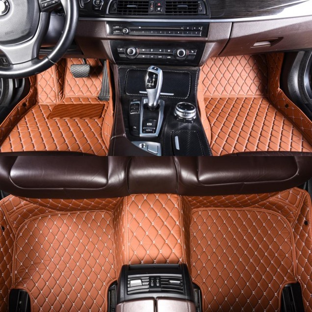 Brown Luxury Leather Diamond Car Floor Mats for Sale Brown Luxury Leather Diamond Car Floor Mats for Sale