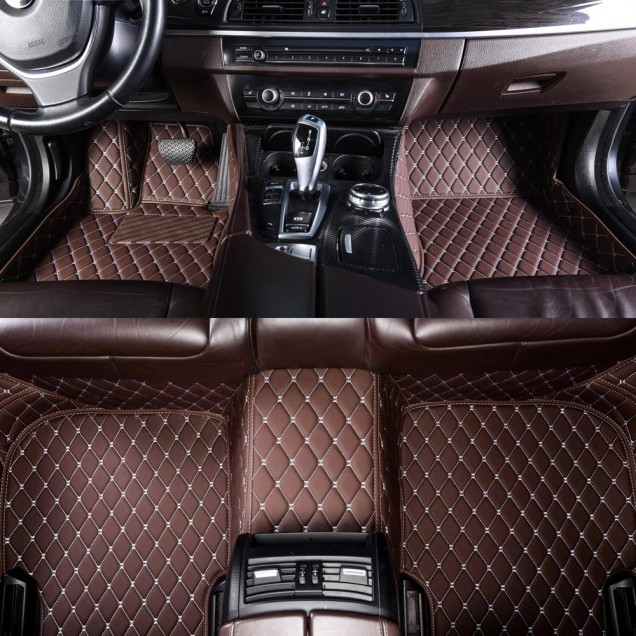 Dark Brown Luxury Leather Diamond Car Floor Mats for Sale Dark Brown Luxury Leather Diamond Car Floor Mats for Sale