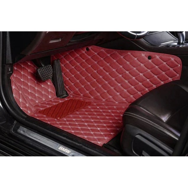 Wine Red Luxury Leather Diamond Car Floor Mats for Sale Wine Red Luxury Leather Diamond Car Floor Mats for Sale