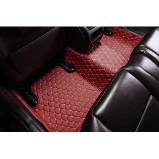 Wine Red Luxury Leather Diamond Car Floor Mats for Sale Wine Red Luxury Leather Diamond Car Floor Mats for Sale