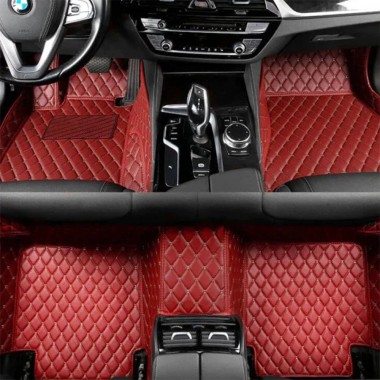 Wine Red Luxury Leather Diamond Car Mats for Sale
