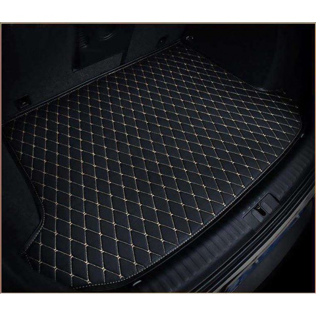 Black and Beige Stitching Luxury Leather Diamond Trunk Base Mats for Sale Black and Beige Stitching Luxury Leather Diamond Trunk Base Mats for Sale