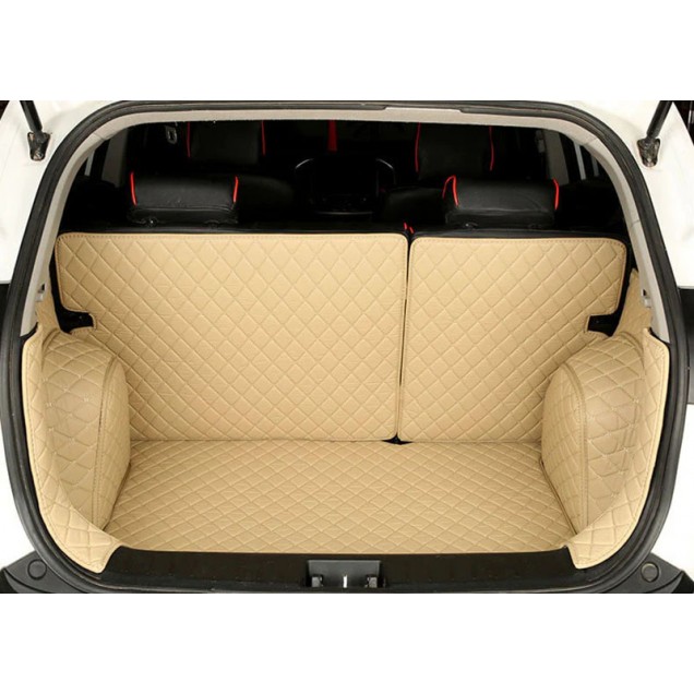 Beige Full Cover Luxury Leather Diamond Trunk Car Floor Mats for Sale