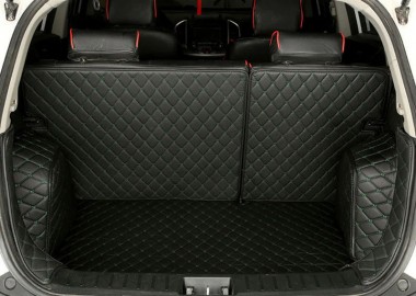 Black and Green Stitching Full Cover Luxury Leather Diamond Trunk Car Mats for Sale