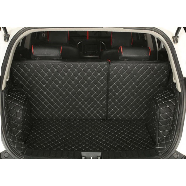 Black and White Stitching Full Cover Luxury Leather Diamond Trunk Car Floor Mats for Sale Black and White Stitching Full Cover Luxury Leather Diamond Trunk Car Floor Mats for Sale