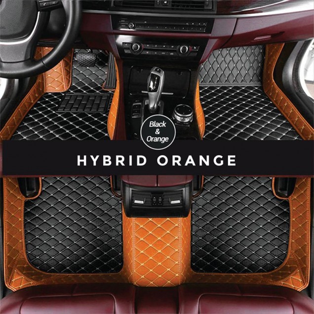 Black and Orange Hybrid Mode Premium Diamond Car Floor Mats for Sale Black and Orange Hybrid Mode Premium Diamond Car Floor Mats for Sale