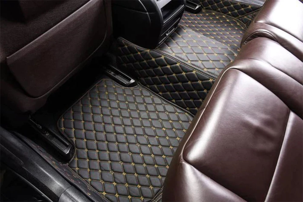 Black and Yellow Stitching Custom Diamond Car Mats for Sale