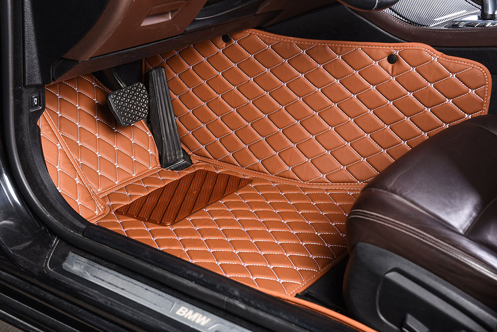 Brown Luxury Leather Diamond Car Mats for Sale