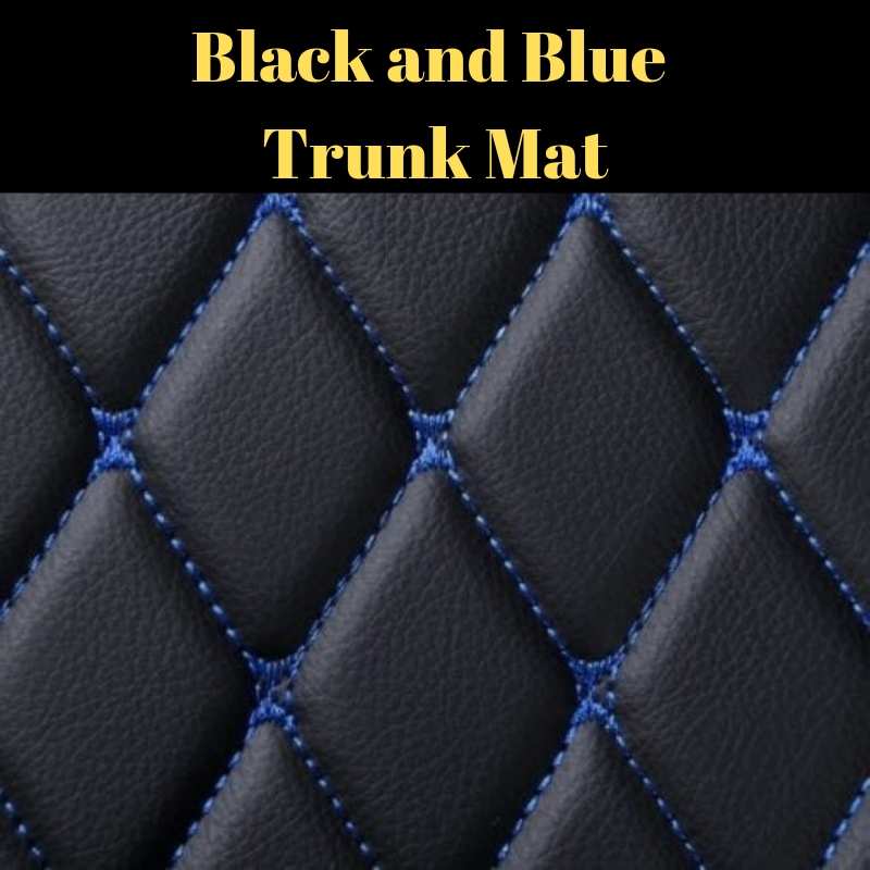 Black and Blue Stitching Luxury Leather Diamond Trunk Base Mats for Sale