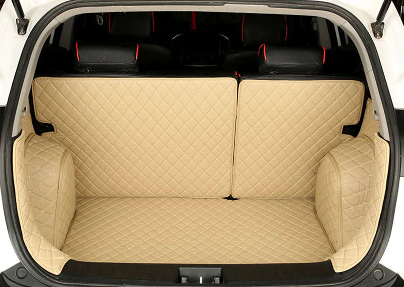 Beige Full Cover Luxury Leather Diamond Trunk Car Mats for Sale