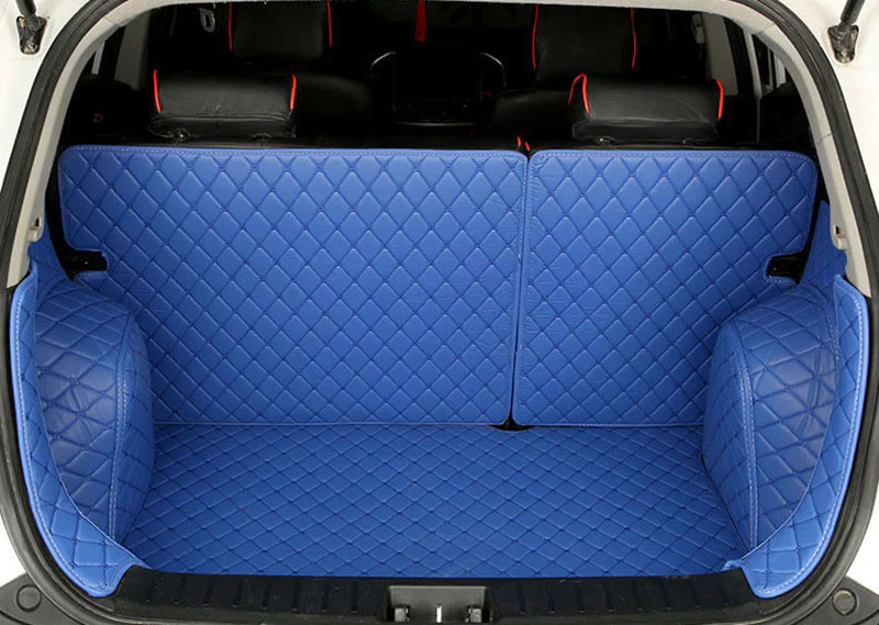 Blue Full Cover Luxury Leather Diamond Trunk Car Mats for Sale