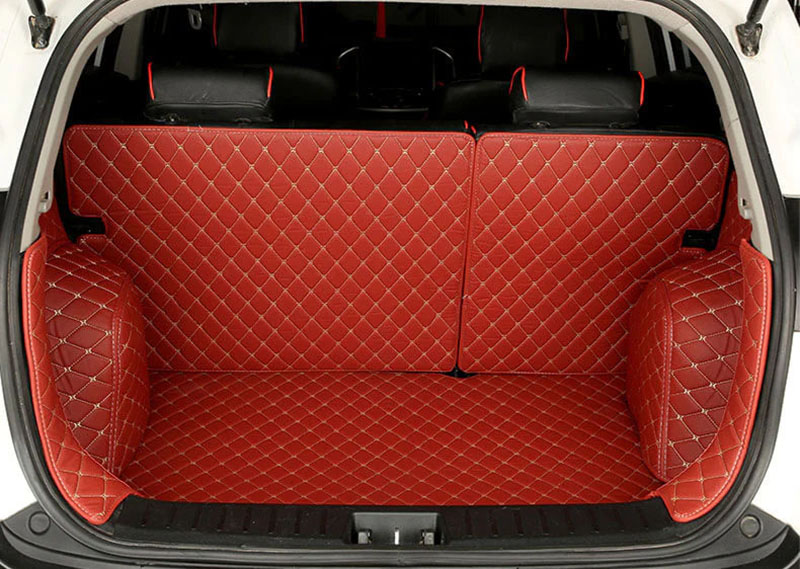 Wine Red Full Cover Luxury Leather Diamond Trunk Car Mats for Sale