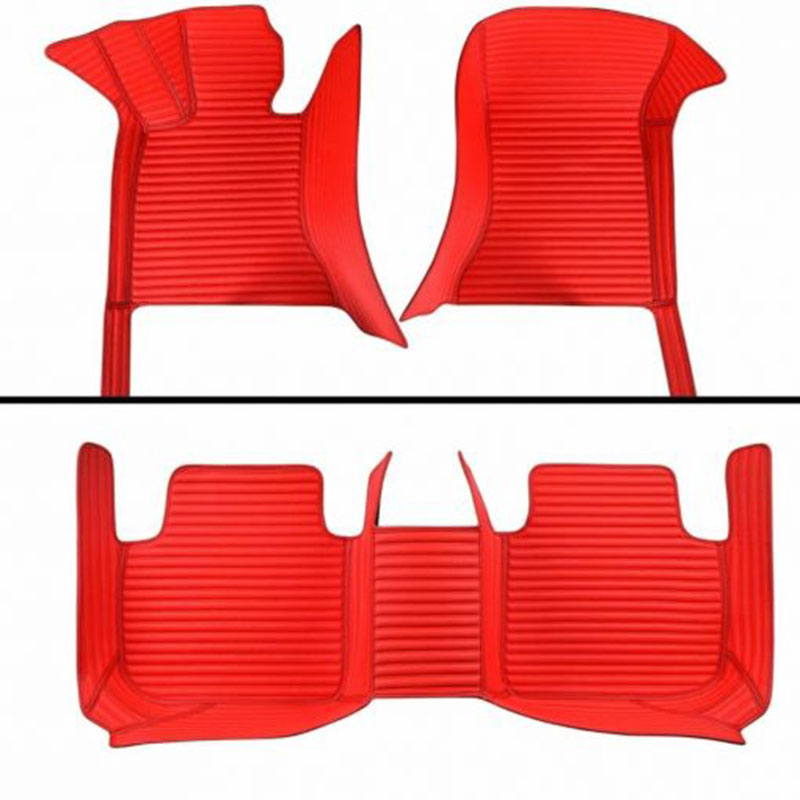 Red Luxury Leather Stripe Car Mats for Sale